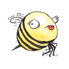 a silly bee with eyes pointing in different directions